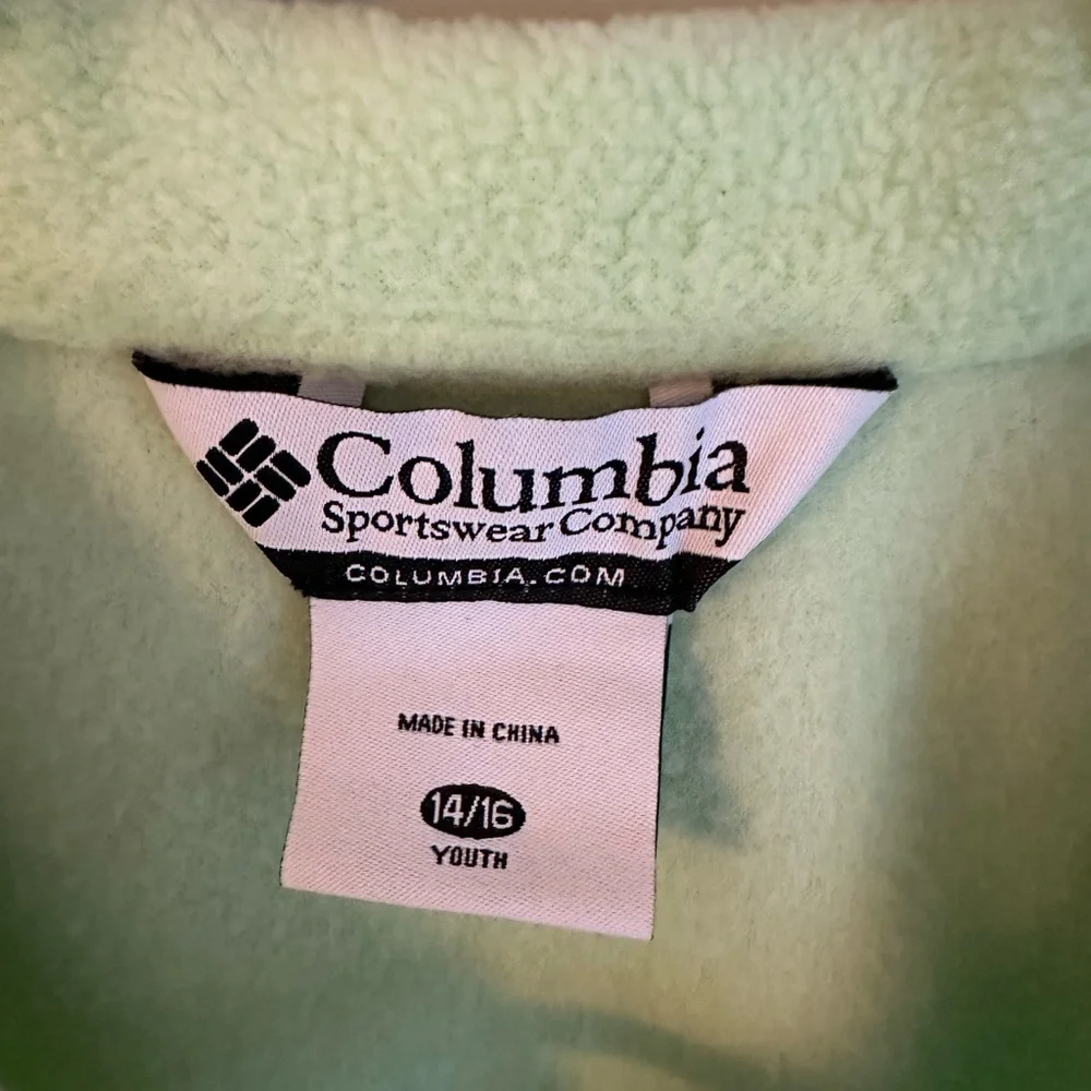 Columbia Mint Green Youth Fleece Jacket
